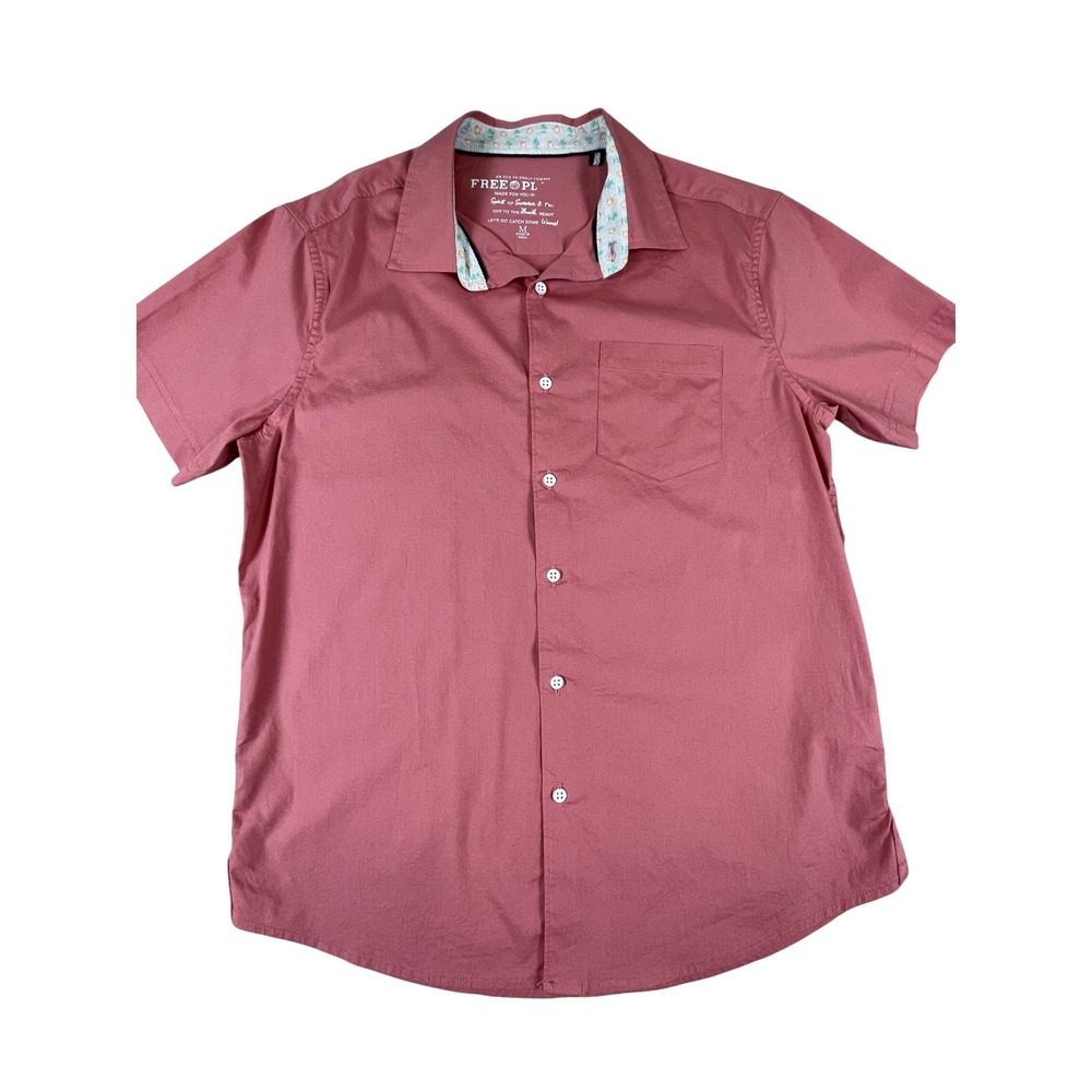 Free Planet Button Down Mens M Rose Spirit of Summer Short Sleeve FN9KD58FTPC